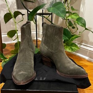 Ash Designer Suede Ankle Boots EU 37 Olive Green w/ Box & Dust Bag